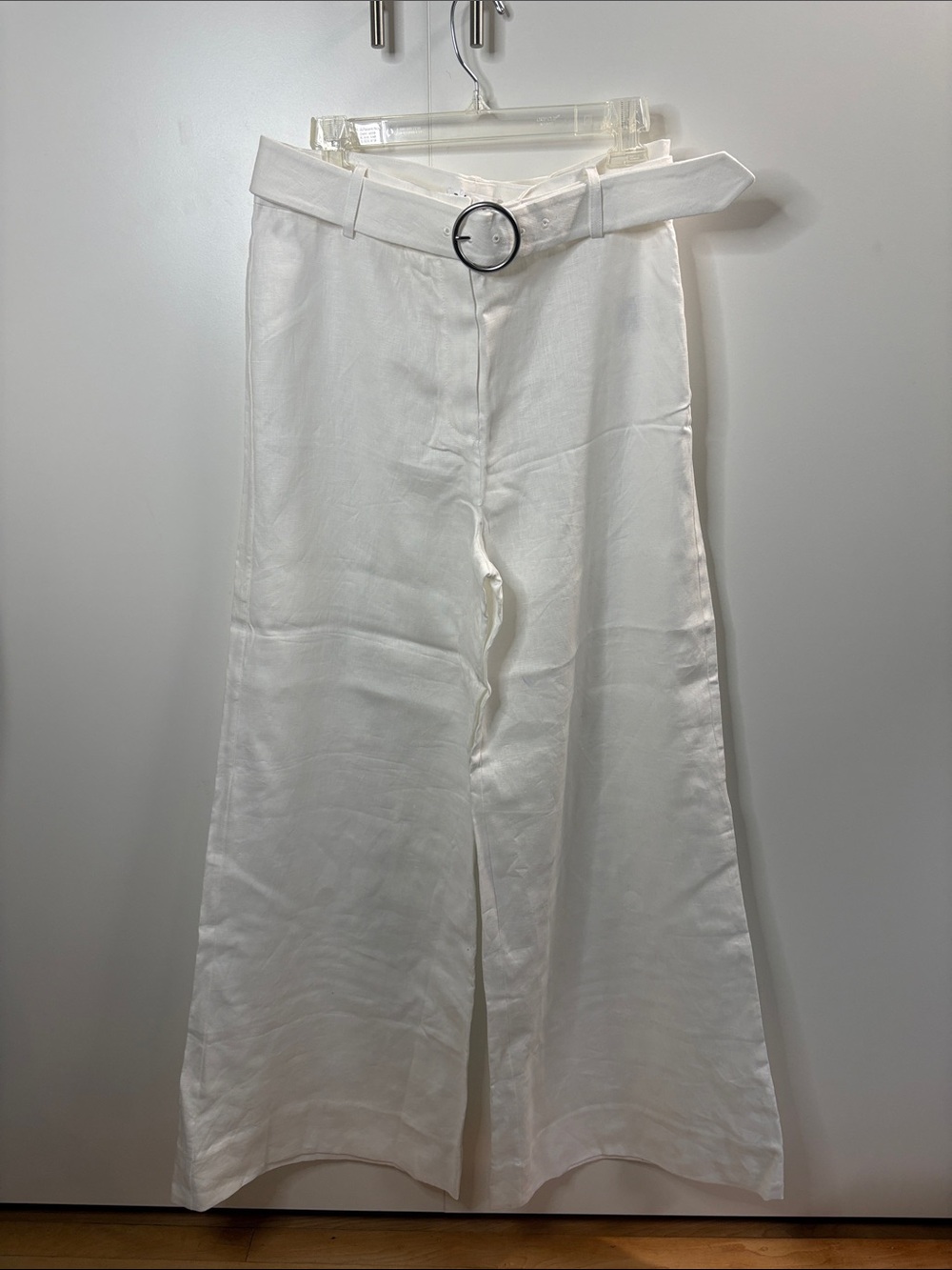 Reformation White Linen Wide Leg Belted Pants 10